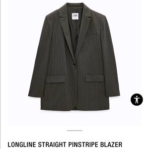Longline straight pinstripe blazer - Zara